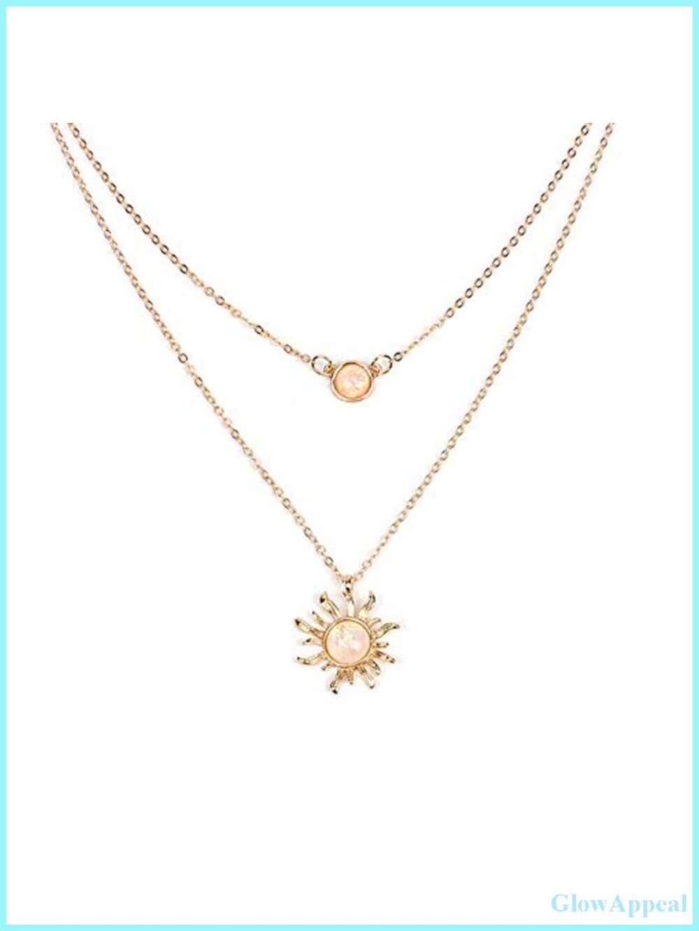 Layered Choker Necklace Sun Moon Charm Pendant Women Jewelry